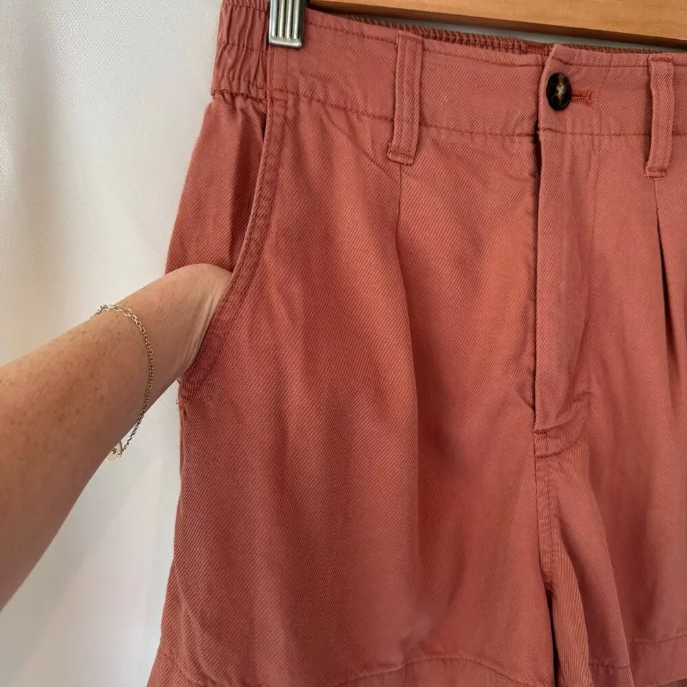 Madewell Womens 00 Neale Drapeweave Shorts Dried Rose High Rise Old Money Preppy